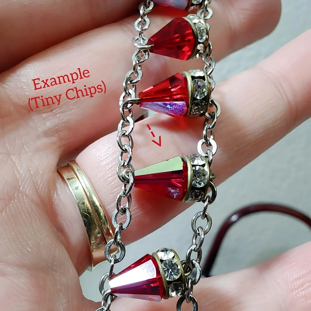 Vintage Sterling Silver RARE Red Siam Aurora Boreale Swarovski Crystal Bracelet